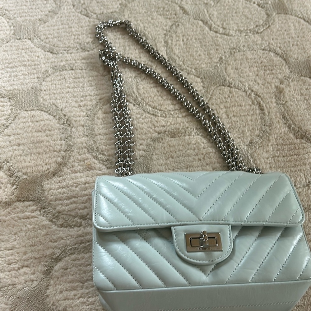 Light blue chevron 2.55 Chanel mini
